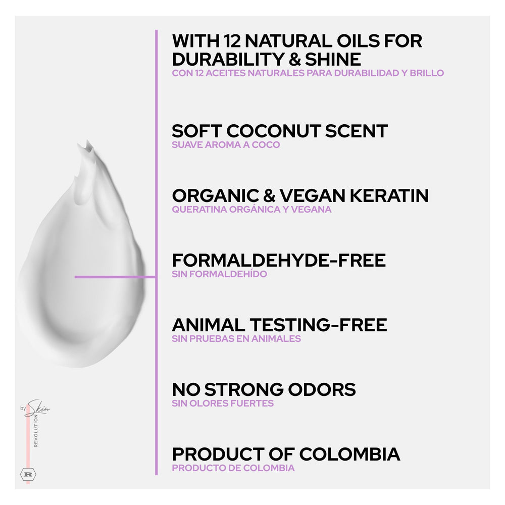 Skin Revolution natural oil blend nourishes and adds shine.