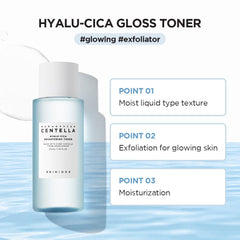 SKIN1004 Hyalu-CICA toner droplets on skin illustrate soothing relief and moisture.