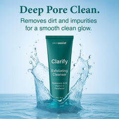 SkinAssist Clarify exfoliating-particles reveal micro-removal of buildup for smoother skin.