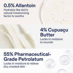 Packaging highlights allantoin and plant oils for soothing skin