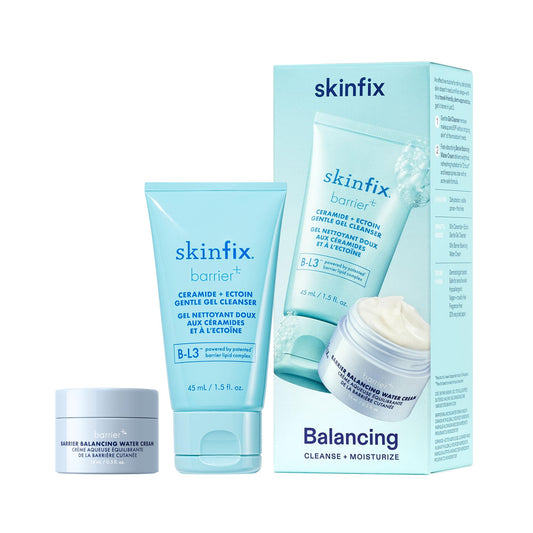 Skinfix Balance Cleanser bottle shows gentle makeup and SPF removal without stripping