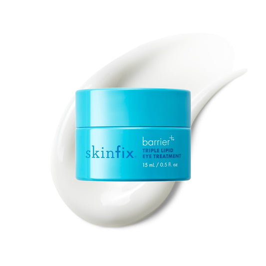 Skinfix Triple Lipid Eye Treatment bottle showing fragrance-free vegan formula.