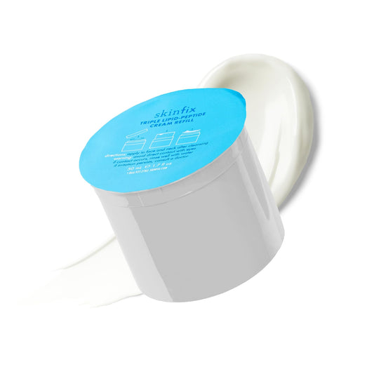 Skinfix Triple Lipid-Peptide Cream Refill jar closeup shows rich hydration for barrier support