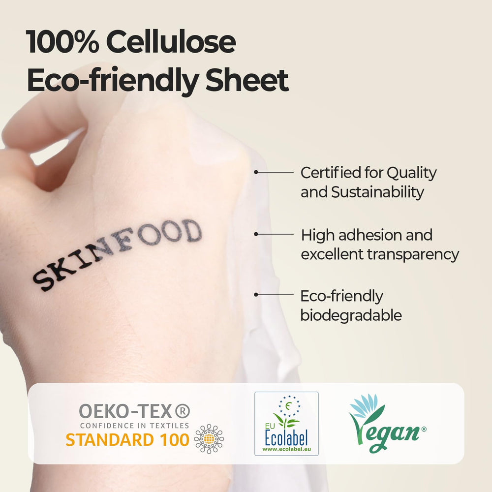 Fermented rice water illustration highlights SKINFOOD's nourishing essence.