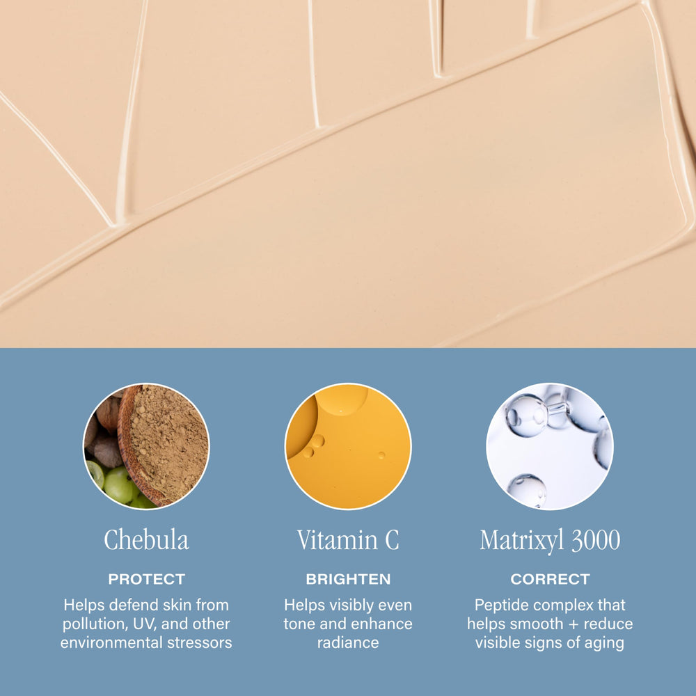 Mineral SPF 30 protection shown as you apply.