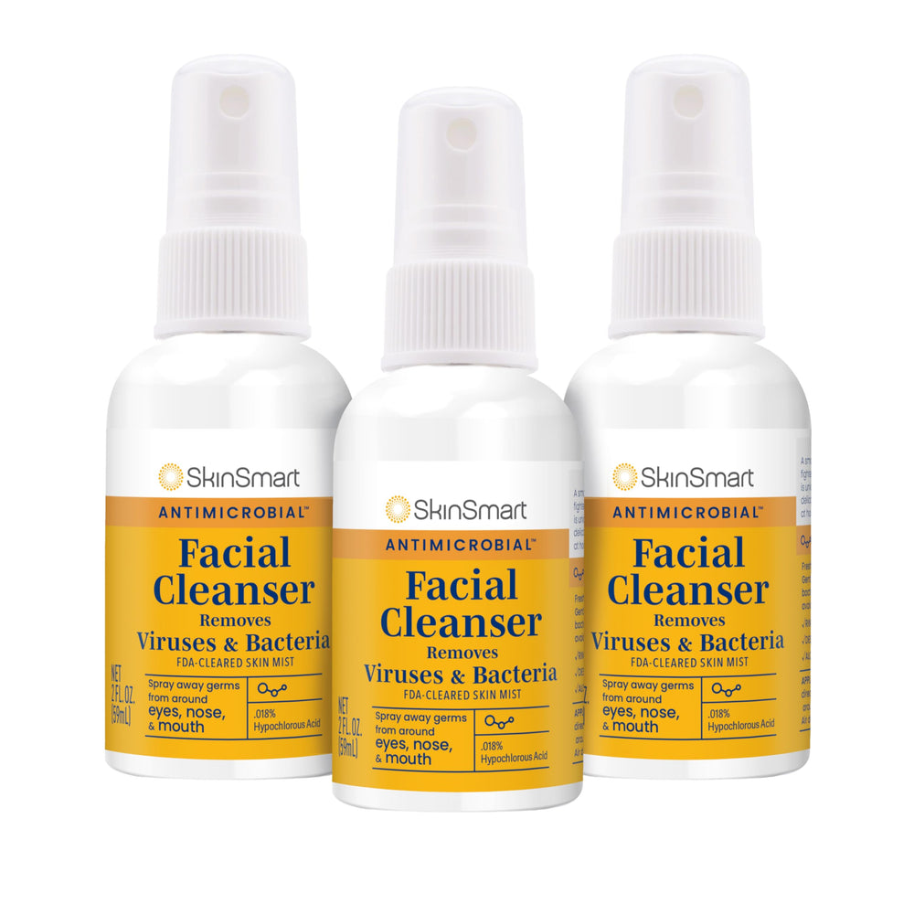 SkinSmart Antimicrobial spray around eyes for quick cleansing in public spaces