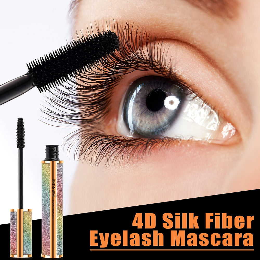 SKINOSM mascara before and after lashes with visible transformation