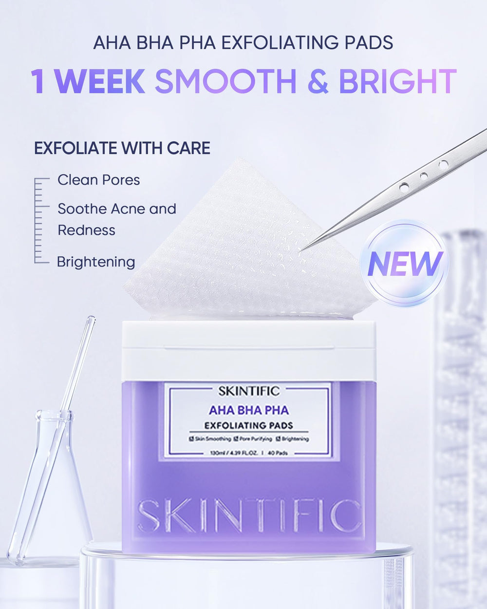 SKINTIFIC Pore Cleanser dual-sided pad closeup demonstrates textured side for deeper exfoliation