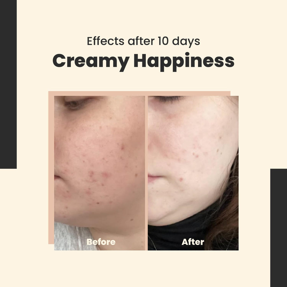 Cream spread demonstrates smooth application and a soft matte finish on the skin.