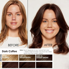 Sklight Hair Dye Shampoo Dark Coffee application on dry hair demonstrates simple root touch-ups.