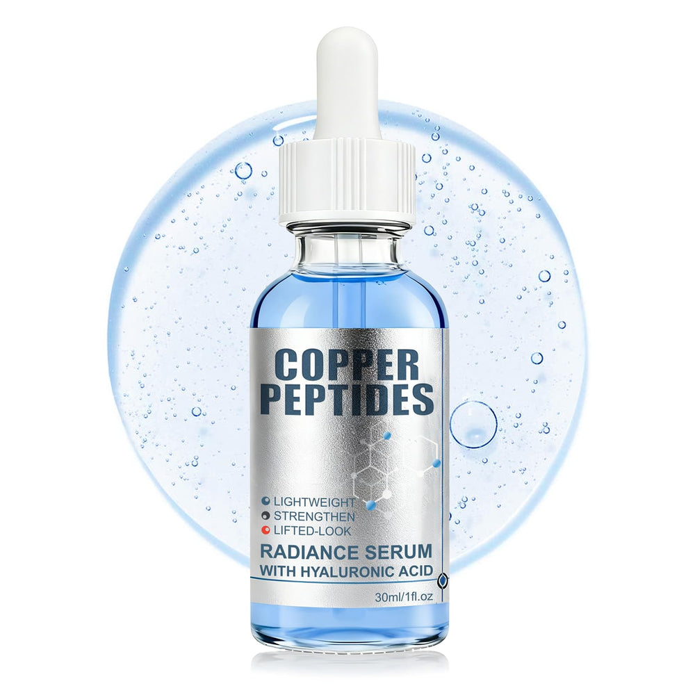 SKSOYT Copper Peptide Serum bottle close-up for daily hydration.