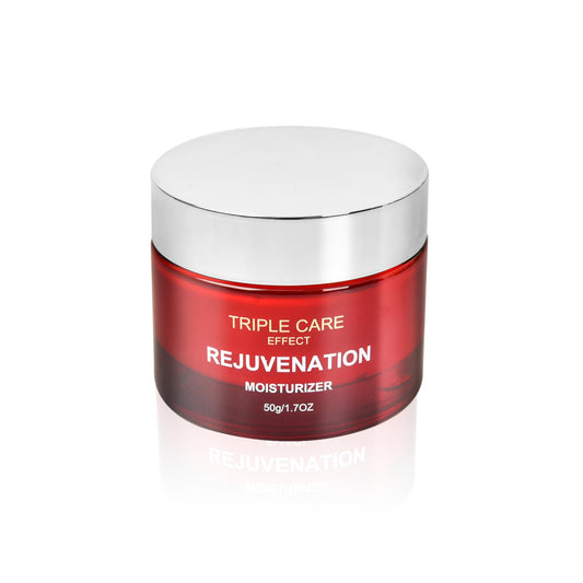 SKSOYT Triple Power moisturizer jar close-up showing rich, hydrating cream for youthful skin.