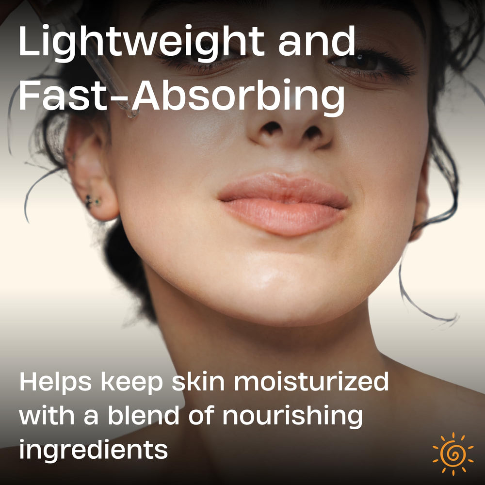 Sky and Sol 50ml bottle on surface showcasing compact, travel-friendly skincare.