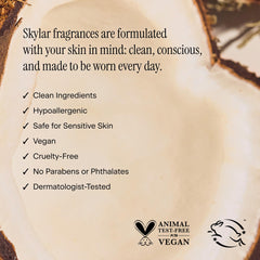 Skylar Coconut Cove application on skin reveals bright coconut aroma.