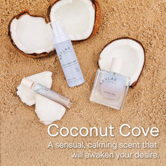 Skylar Coconut Cove beach scene evokes coastal breeze and tropical notes.