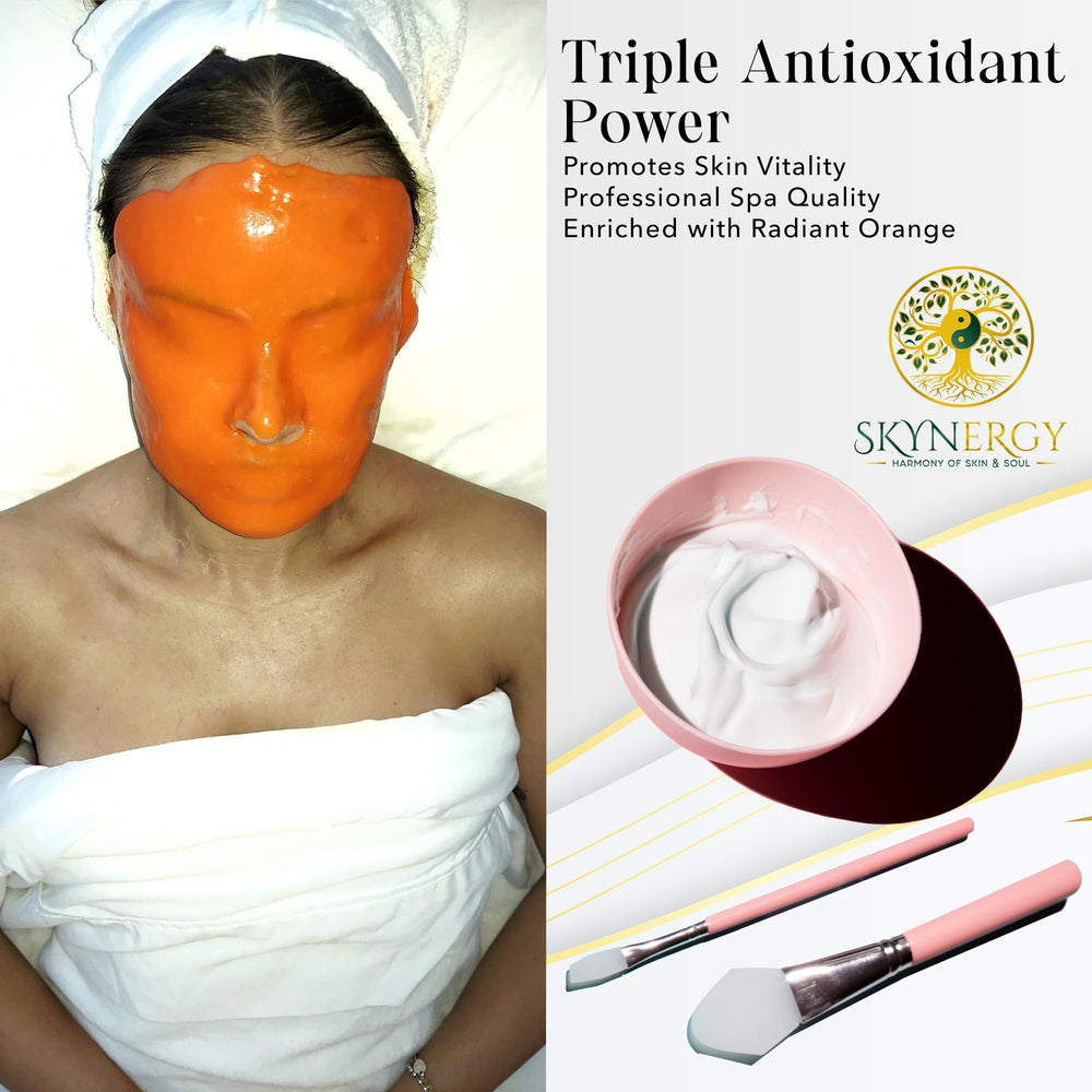Skynergy Radiant Orange apply mask demonstrates easy spread.