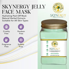 Skynergy Skin Sovereign jelly mask spread on skin for smoother texture.