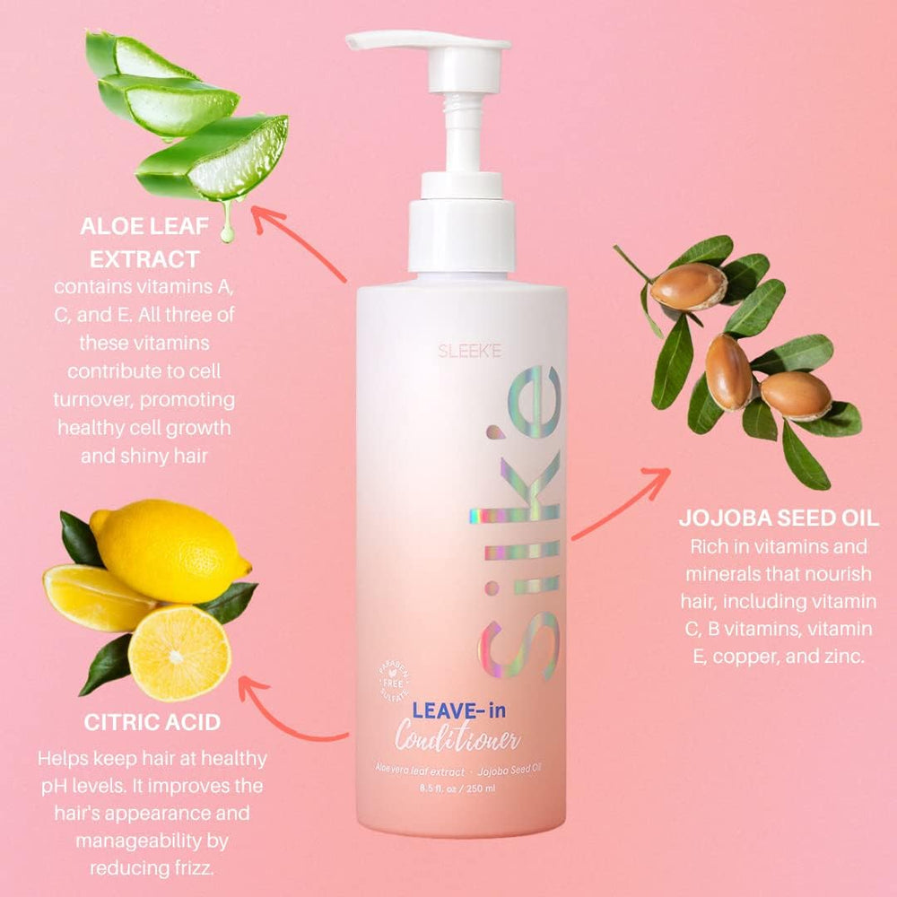 Sleek-e Silk-e Aloe leaf extract supports moisture and shine.