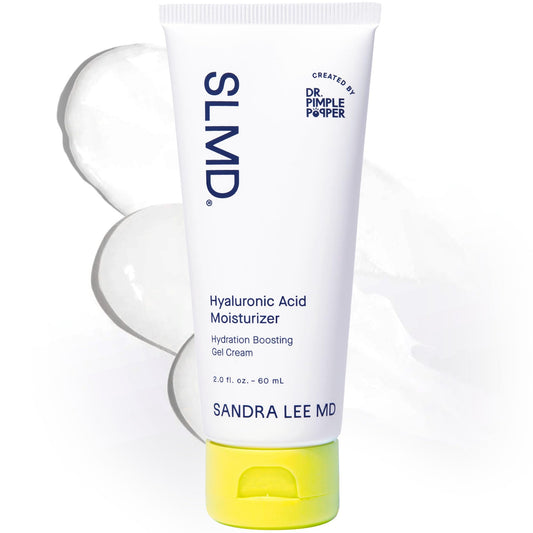 SLMD Hyaluronic Acid Face Moisturizer jar showing deep hydration without a greasy finish.
