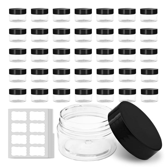 Slomg 36-pack 1oz jars with lids and labels for organization on the go