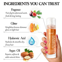 Heat protection helps shield hair during styling without heaviness.