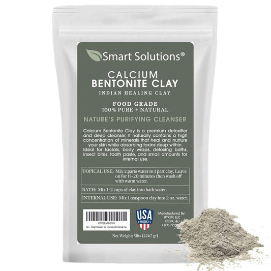 SMART SOLUTIONS Calcium Bentonite Clay powder for skin detox and facial masks.