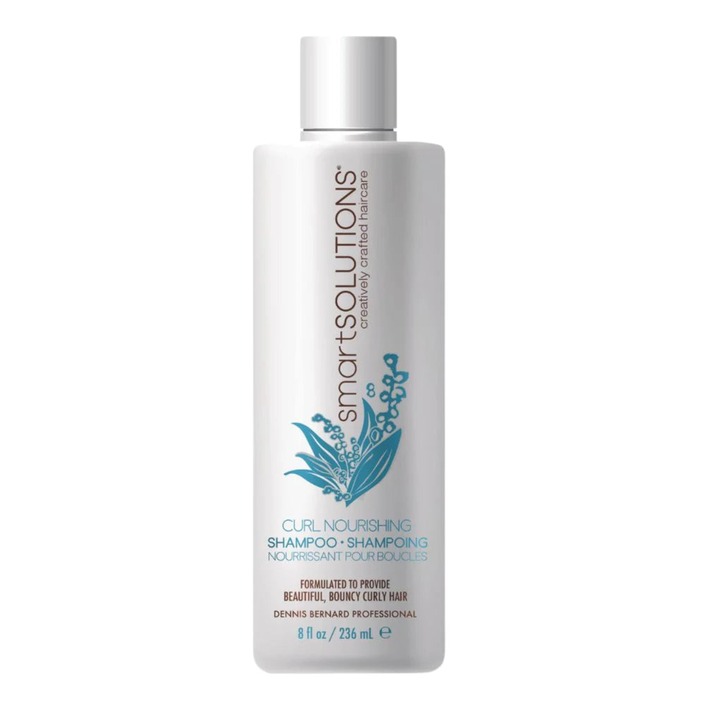 SMART SOLUTIONS Curl Nourishing Shampoo bottle showcasing defined curls and shine