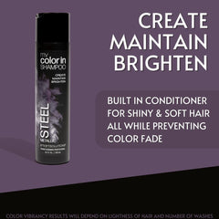 SMART SOLUTIONS Metallic Steel color swatch shows rich pigment projection on hair.