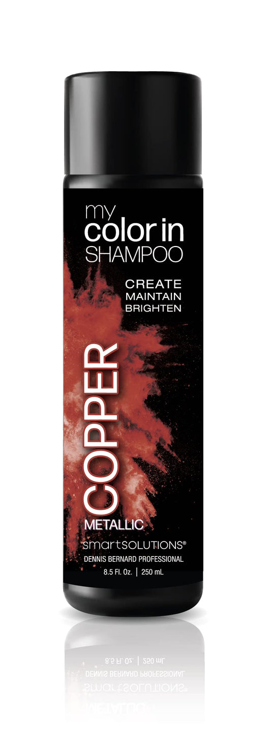 SMART SOLUTIONS My Color in Color Depositing Shampoo bottle pouring shows copper pigment deposition for vibrant color refresh