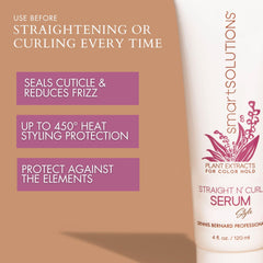 SMART SOLUTIONS Straight N' Curl Serum applied to damp hair for smoothing results