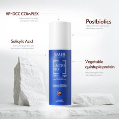 SMIB Lactobio shampoo with clear labeling and lightweight texture on hand.