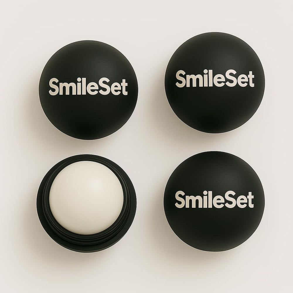 SmileSet hydrating lip balm sphere pack of four provides long-lasting moisture for soft lips.