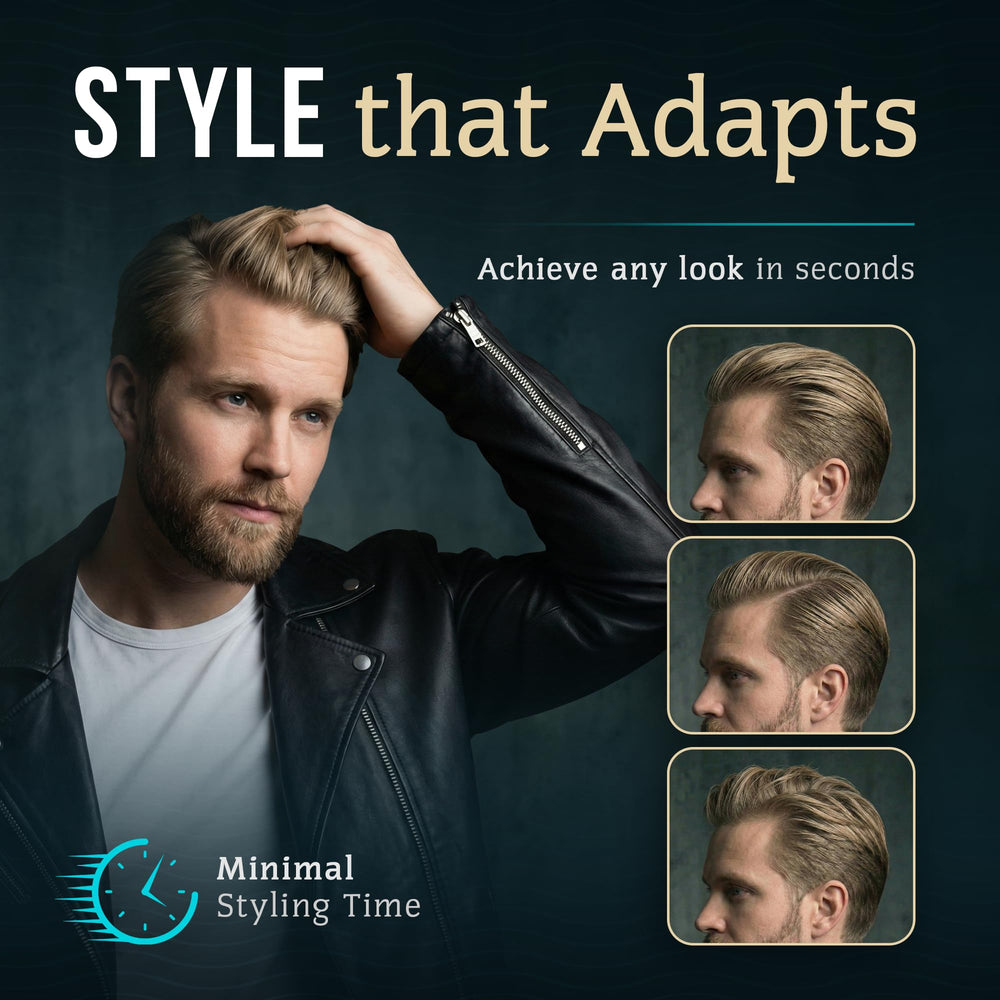 Textured hairstyle using Smooth Viking Beard Care paste with matte finish.