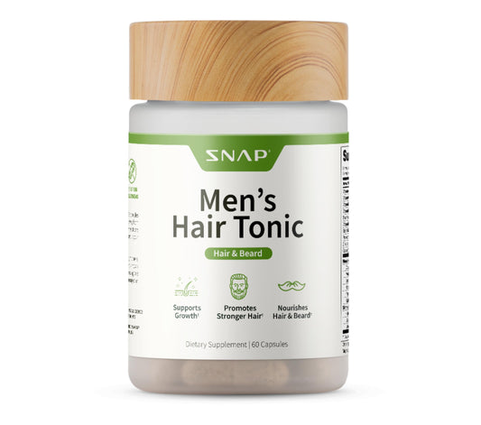 Snap Supplements hair growth bottle - inviting packaging for hair health support.
