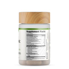 Snap Supplements hair growth product on wooden background - lifestyle shot for daily routines.