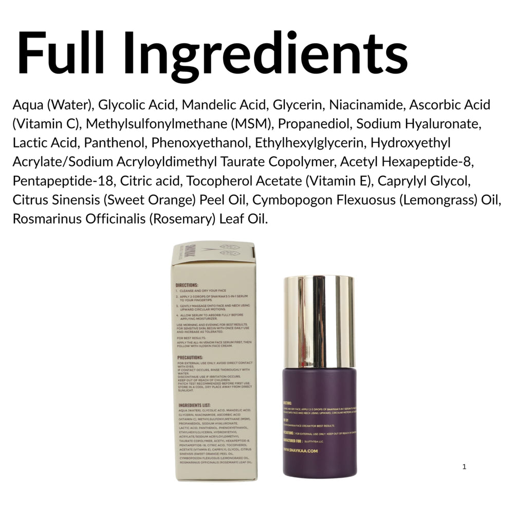 SNAYKAA clean formula ingredients list supports vegan, paraben-free care.
