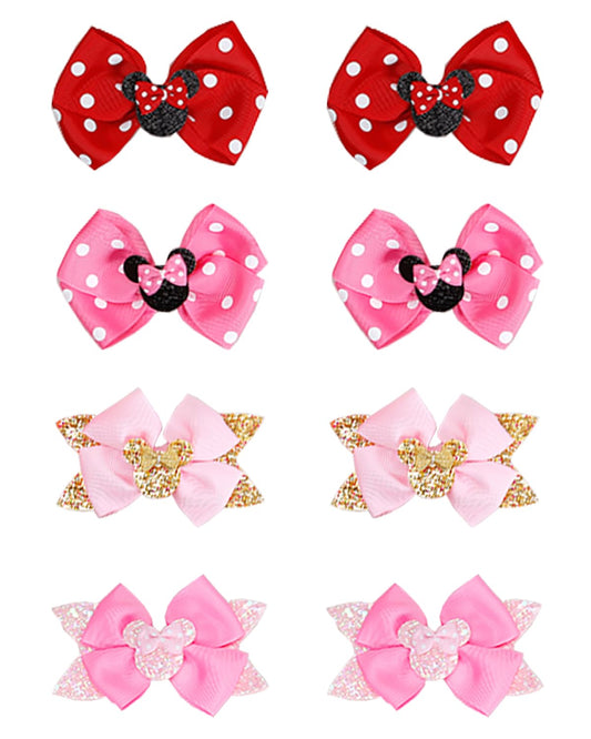Snokkcomss mouse ears hair bows front view, cute daily accessory for girls.