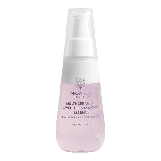 Snow Fox Skincare multi-ceramide serum bottle delivers rich hydration.