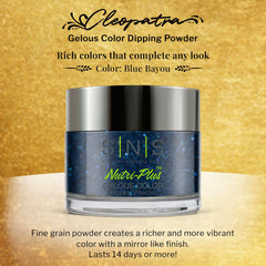 SNS Healthy Natural Nails Blue Bayou dip powder 1oz swatch showing rich, long-lasting color