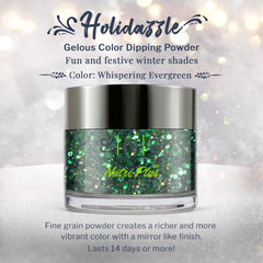 SNS Holidazzle Whispering Evergreen glitter detail for shimmering finish.