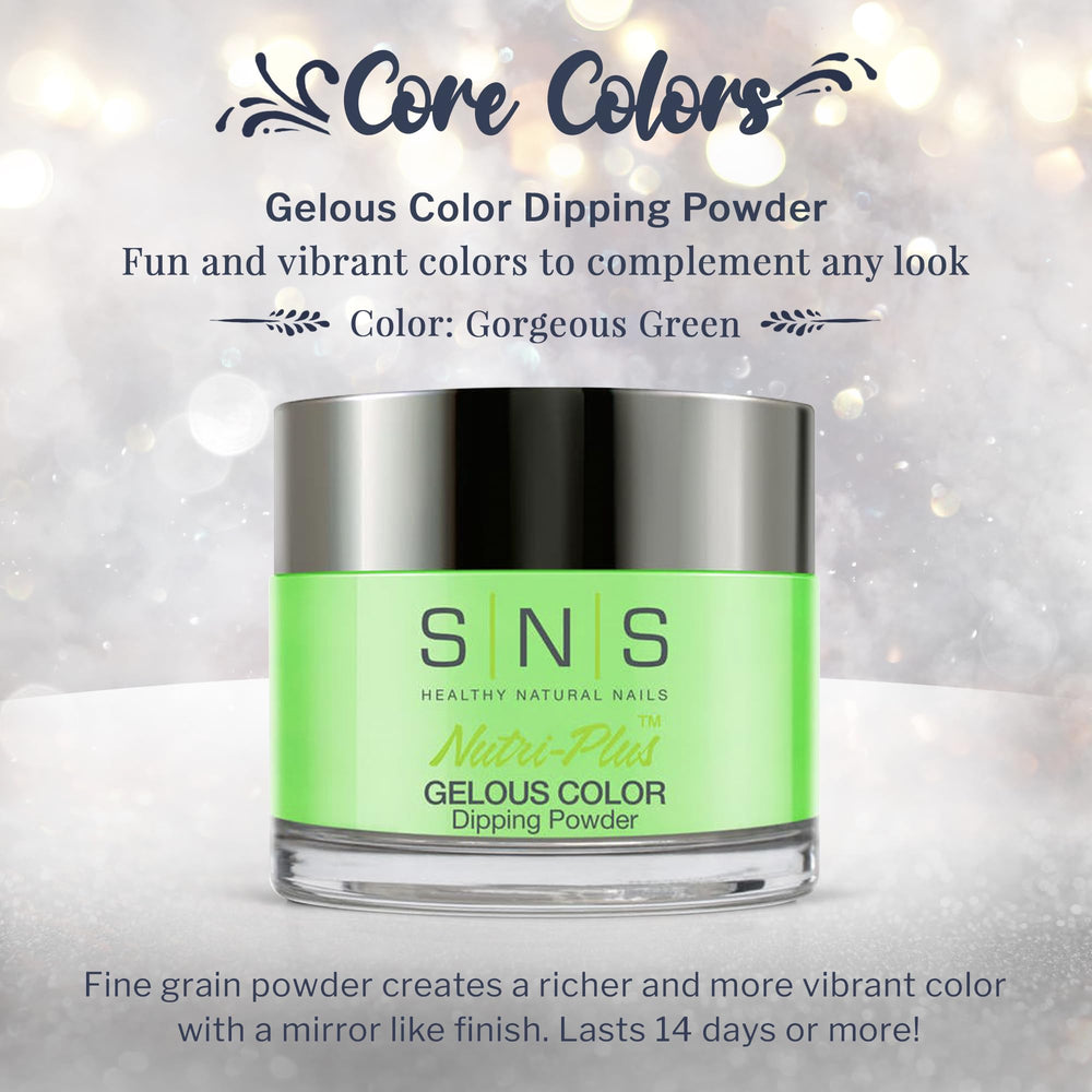 SNS Nail Dip Powder swatches reveal vibrant green shade for lasting color