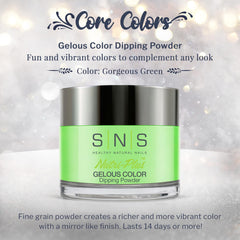 SNS Nail Dip Powder swatches reveal vibrant green shade for lasting color