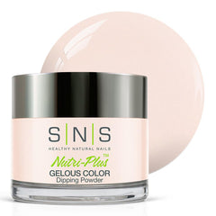 SNS Nail Dip Powder Barely There Pink with a soft shimmering finish for at-home wear.