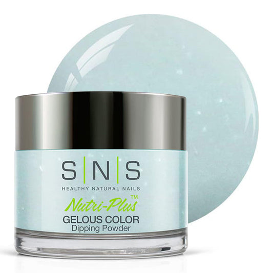 SNS Nail Dip Powder Blue Ice Cryin' In The Rain in jar with shimmering gray-blue finish.