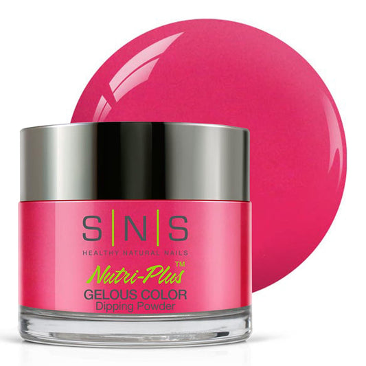 SNS Cherry Pie dip powder bottle shows pink-red shade for long-lasting color