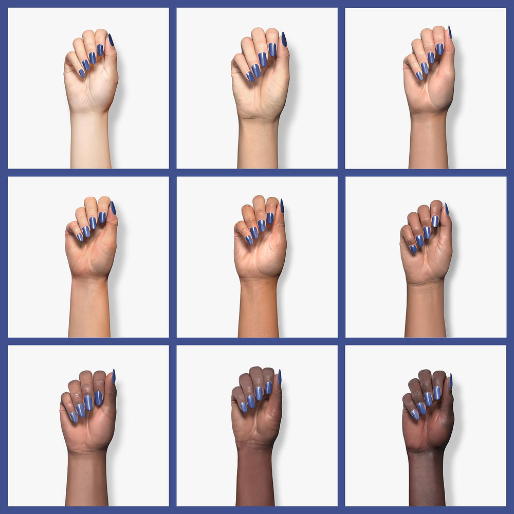 SNS Nail Dip Powder Deep Blue Utila brush application shows smooth, even coverage