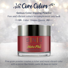 SNS Nail Dip Powder Drama Queen swatches reveal creamy wine tones for versatile looks.