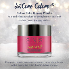 SNS Nail Dip Powder Finesse red-magenta swatch for bold look and long wear