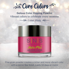 SNS Nail Dip Powder Flirty texture close-up shows rich pigment and smooth application