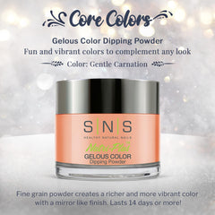 SNS Nail Dip Powder Gentle Carnation swatches reveal creamy nude tones for everyday wear.